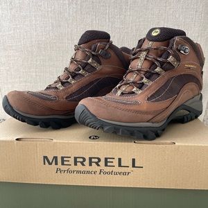 Merrell BRAND NEW mid ankle brown leather hiking boots.